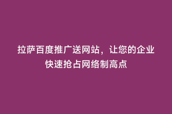 拉萨百度推广送网站，让您的企业快速抢占网络制高点