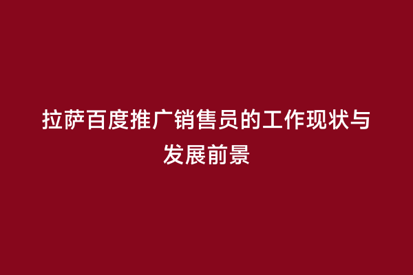 拉萨百度推广销售员的工作现状与发展前景