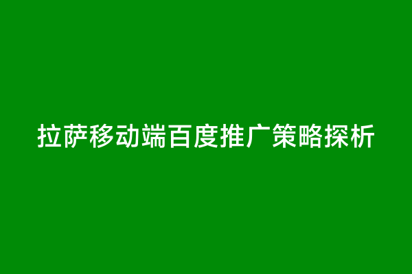 拉萨移动端百度推广策略探析