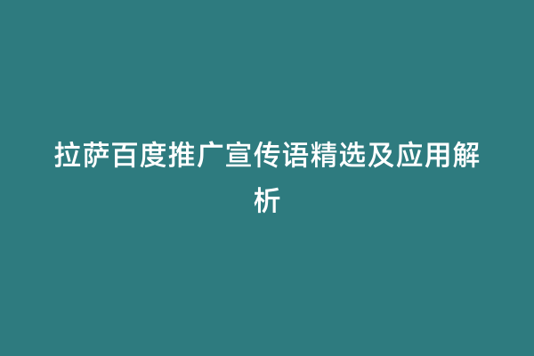 拉萨百度推广宣传语精选及应用解析