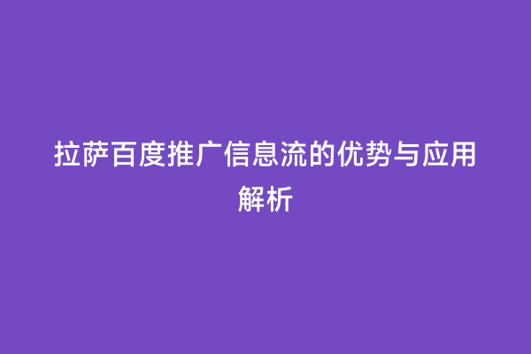 拉萨百度推广信息流的优势与应用解析