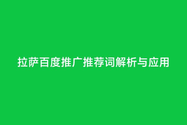 拉萨百度推广推荐词解析与应用