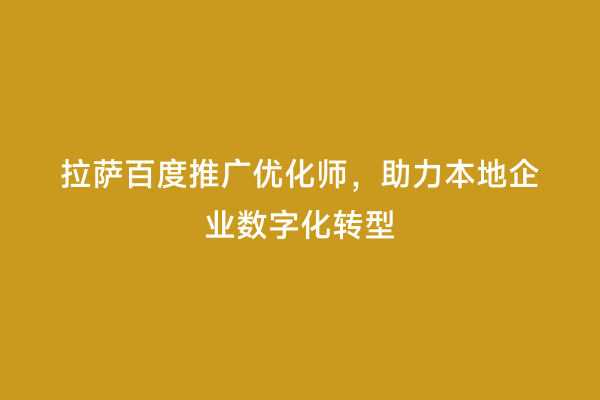 拉萨百度推广优化师，助力本地企业数字化转型