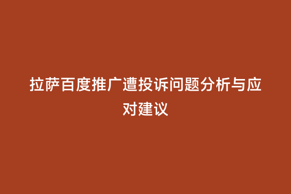 拉萨百度推广遭投诉问题分析与应对建议