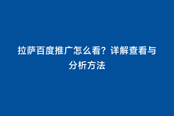 拉萨百度推广怎么看？详解查看与分析方法