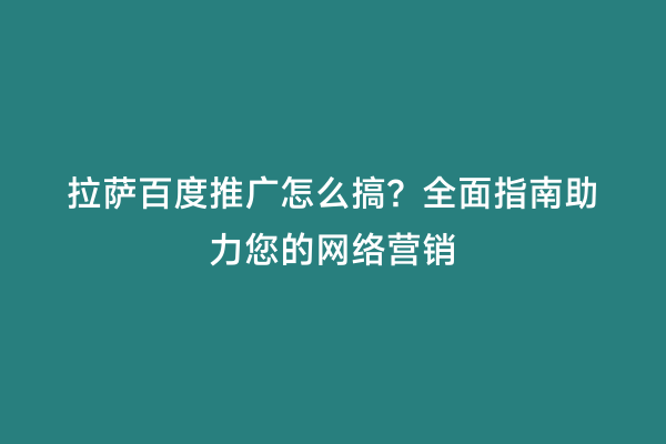 拉萨百度推广怎么搞？全面指南助力您的网络营销