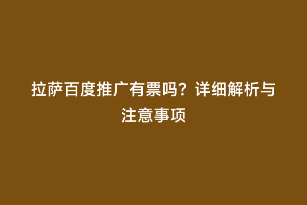 拉萨百度推广有票吗？详细解析与注意事项