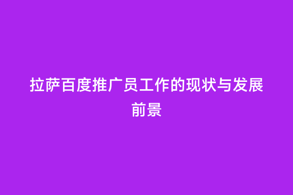 拉萨百度推广员工作的现状与发展前景