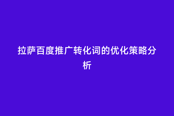 拉萨百度推广转化词的优化策略分析