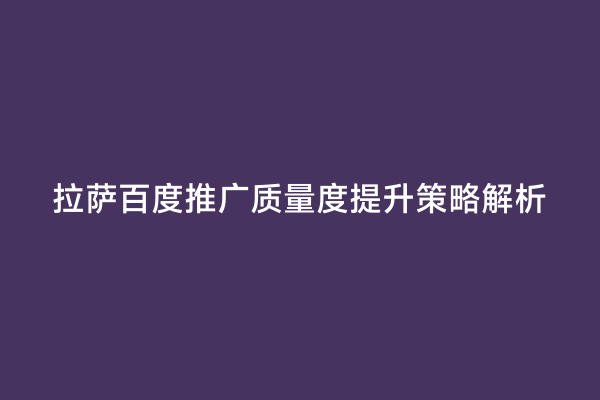 拉萨百度推广质量度提升策略解析