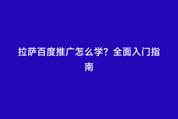 拉萨百度推广怎么学？全面入门指南