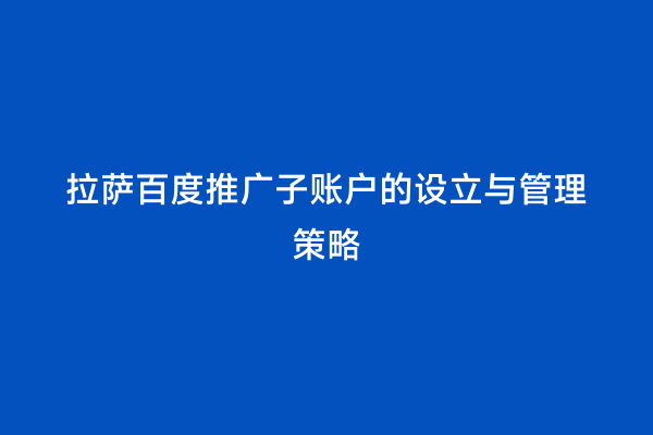 拉萨百度推广子账户的设立与管理策略