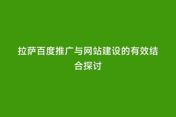 拉萨百度推广与网站建设的有效结合探讨