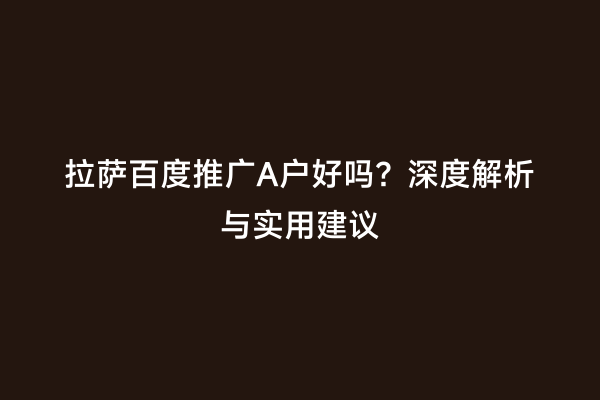 拉萨百度推广A户好吗？深度解析与实用建议