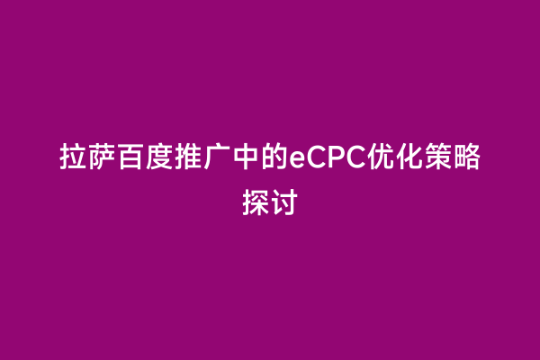 拉萨百度推广中的eCPC优化策略探讨