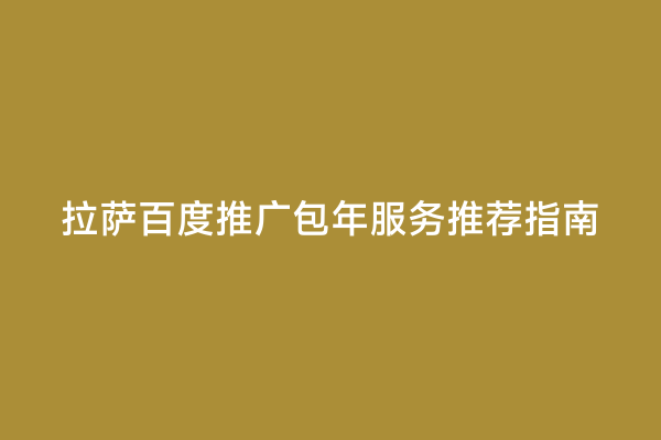 拉萨百度推广包年服务推荐指南
