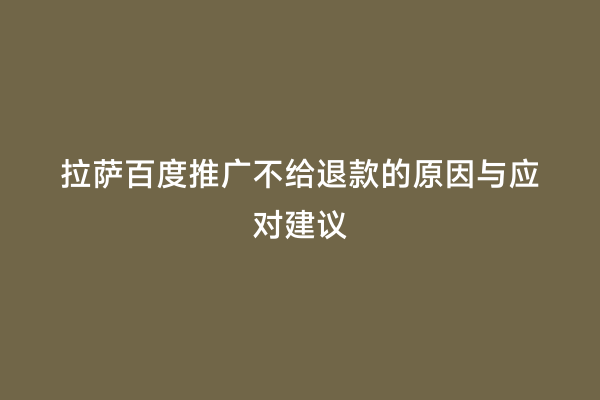 拉萨百度推广不给退款的原因与应对建议