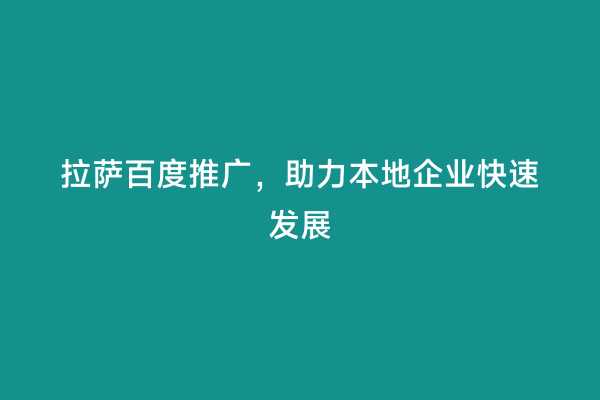 拉萨百度推广，助力本地企业快速发展