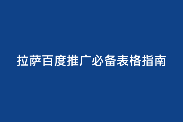 拉萨百度推广必备表格指南