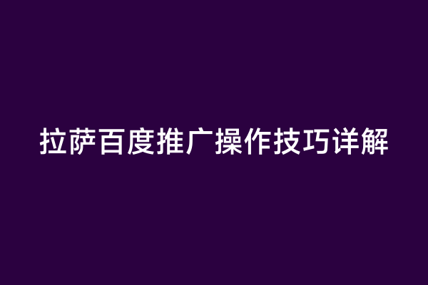 拉萨百度推广操作技巧详解