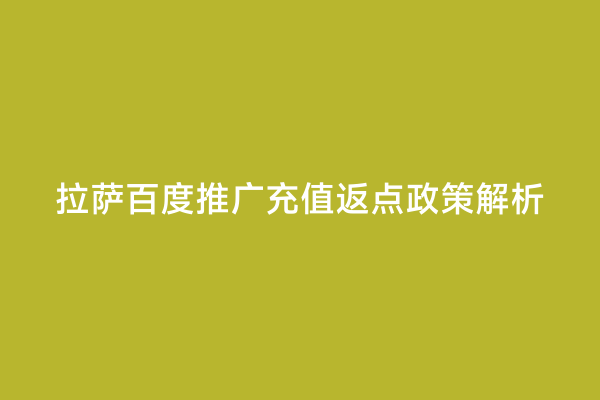 拉萨百度推广充值返点政策解析
