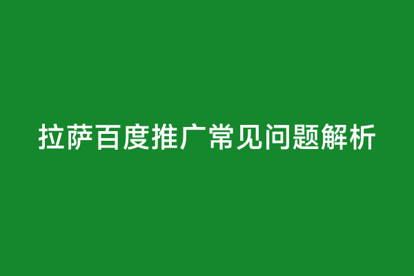 拉萨百度推广常见问题解析