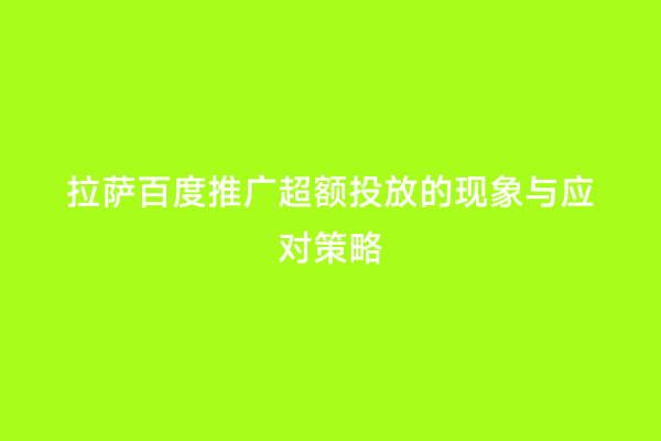 拉萨百度推广超额投放的现象与应对策略