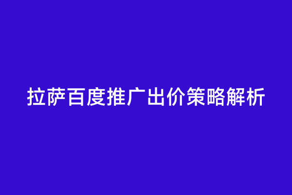 拉萨百度推广出价策略解析
