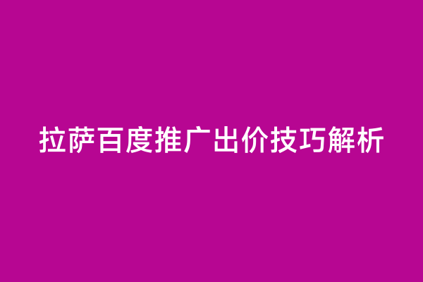 拉萨百度推广出价技巧解析