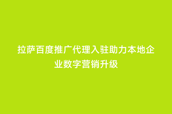 拉萨百度推广代理入驻助力本地企业数字营销升级