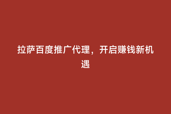 拉萨百度推广代理，开启赚钱新机遇