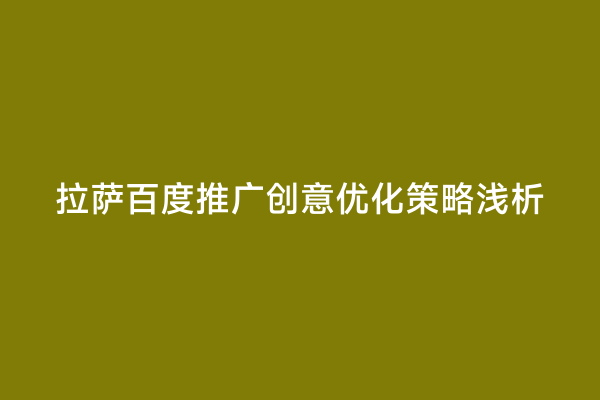 拉萨百度推广创意优化策略浅析