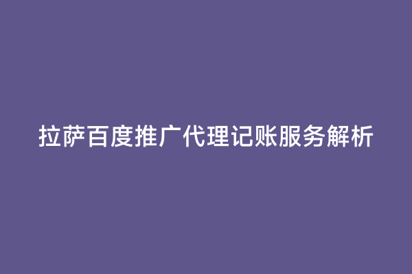 拉萨百度推广代理记账服务解析