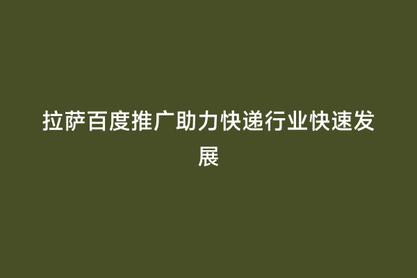 拉萨百度推广助力快递行业快速发展