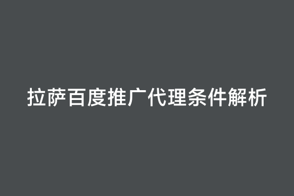 拉萨百度推广代理条件解析