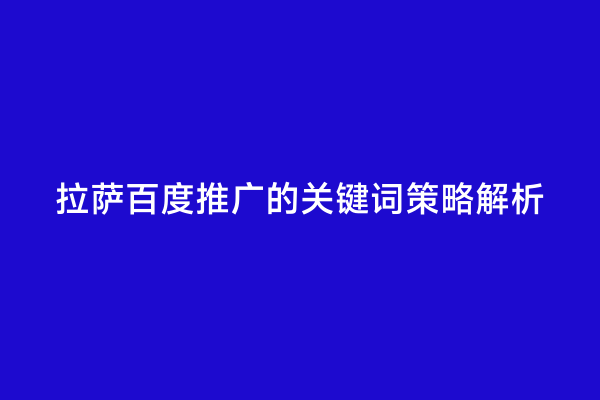 拉萨百度推广的关键词策略解析