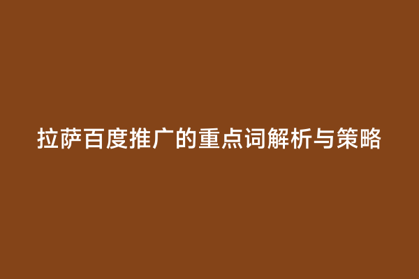拉萨百度推广的重点词解析与策略