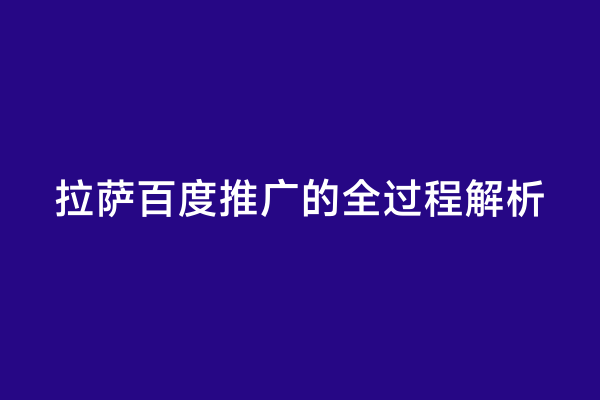 拉萨百度推广的全过程解析