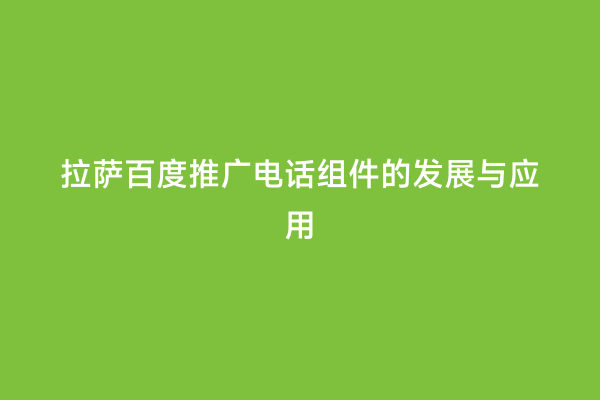拉萨百度推广电话组件的发展与应用