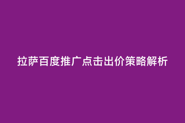拉萨百度推广点击出价策略解析