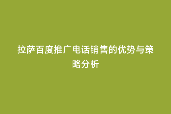 拉萨百度推广电话销售的优势与策略分析