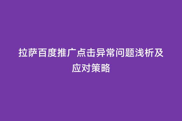 拉萨百度推广点击异常问题浅析及应对策略