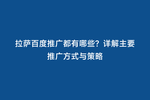拉萨百度推广都有哪些？详解主要推广方式与策略