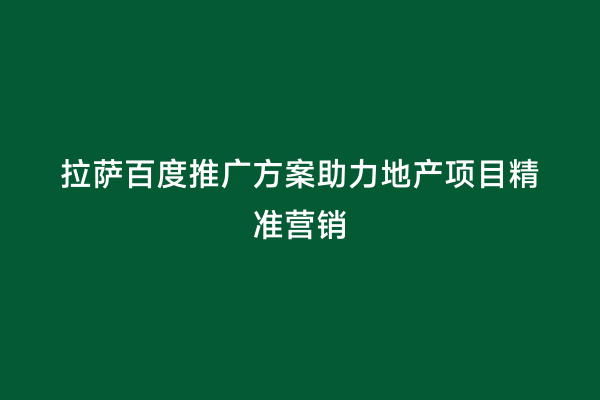 拉萨百度推广方案助力地产项目精准营销