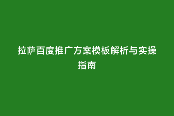 拉萨百度推广方案模板解析与实操指南