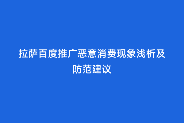 拉萨百度推广恶意消费现象浅析及防范建议