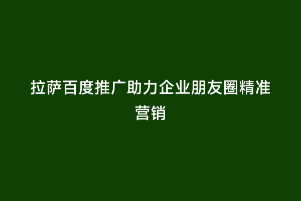 拉萨百度推广助力企业朋友圈精准营销