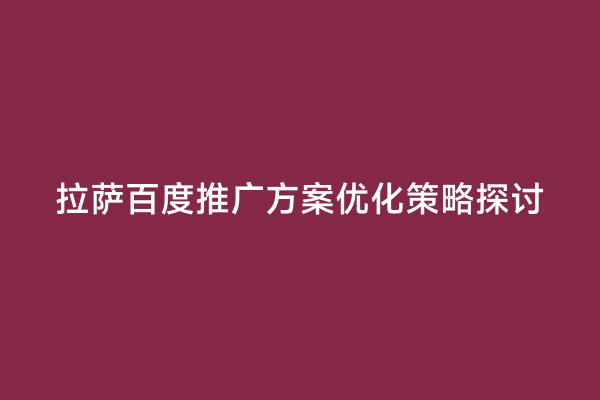 拉萨百度推广方案优化策略探讨