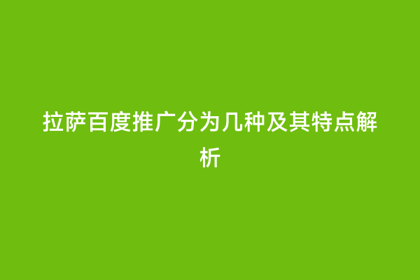 拉萨百度推广分为几种及其特点解析