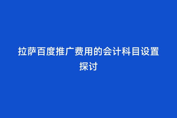 拉萨百度推广费用的会计科目设置探讨